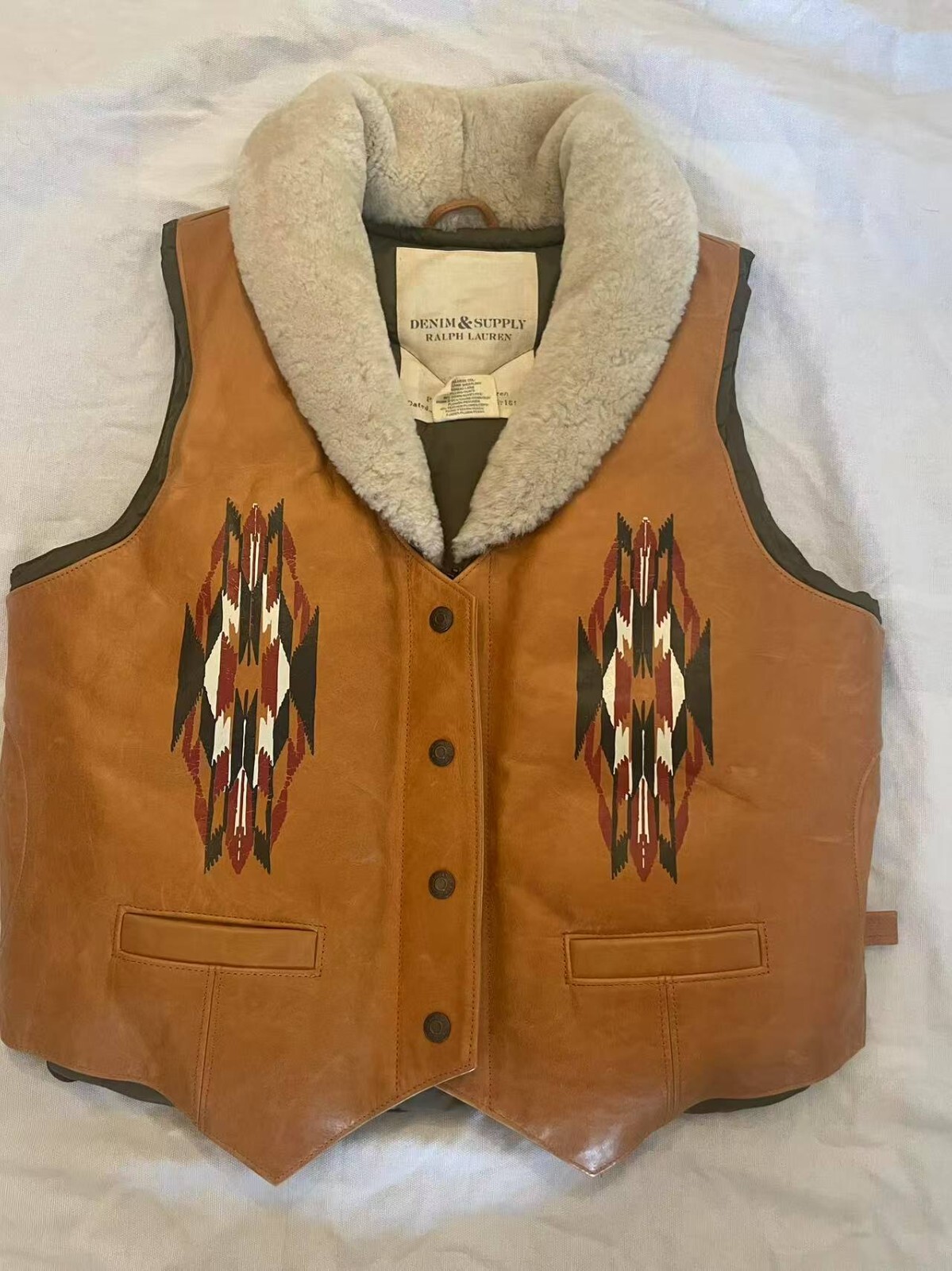 90s【POLO Ralph Lauren】 Leather Vest Medium 90s Ralph Lauren Sport Caramel Brown Leather Vest