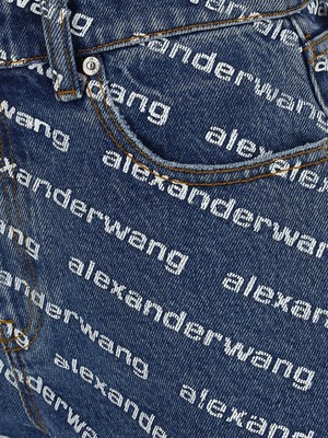 Pre-owned Alexander Wang Bite Denim Shorts 26 Jeans In Deep Blue White