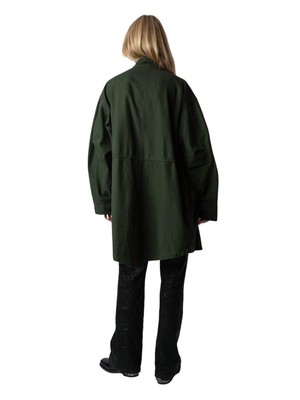 Pre-owned Zadig & Voltaire Unisex Kadri Canvas Parka In Kaki - Size Xs/s In Green