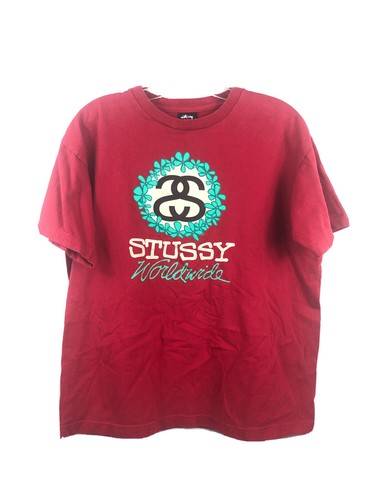 Stussy Worldwide Vintage Red T-Shirt Surf Skate - Men's Stussy Worldwide Vintage Red T-Shirt Surf Skate - Men's