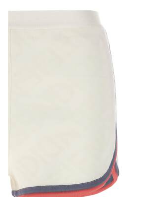 Pre-owned Fendi Mirror Effect Logo Shorts In White