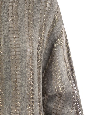Pre-owned Brunello Cucinelli Wool And Mohair Cardigan With Mesh Workmanship In Gray