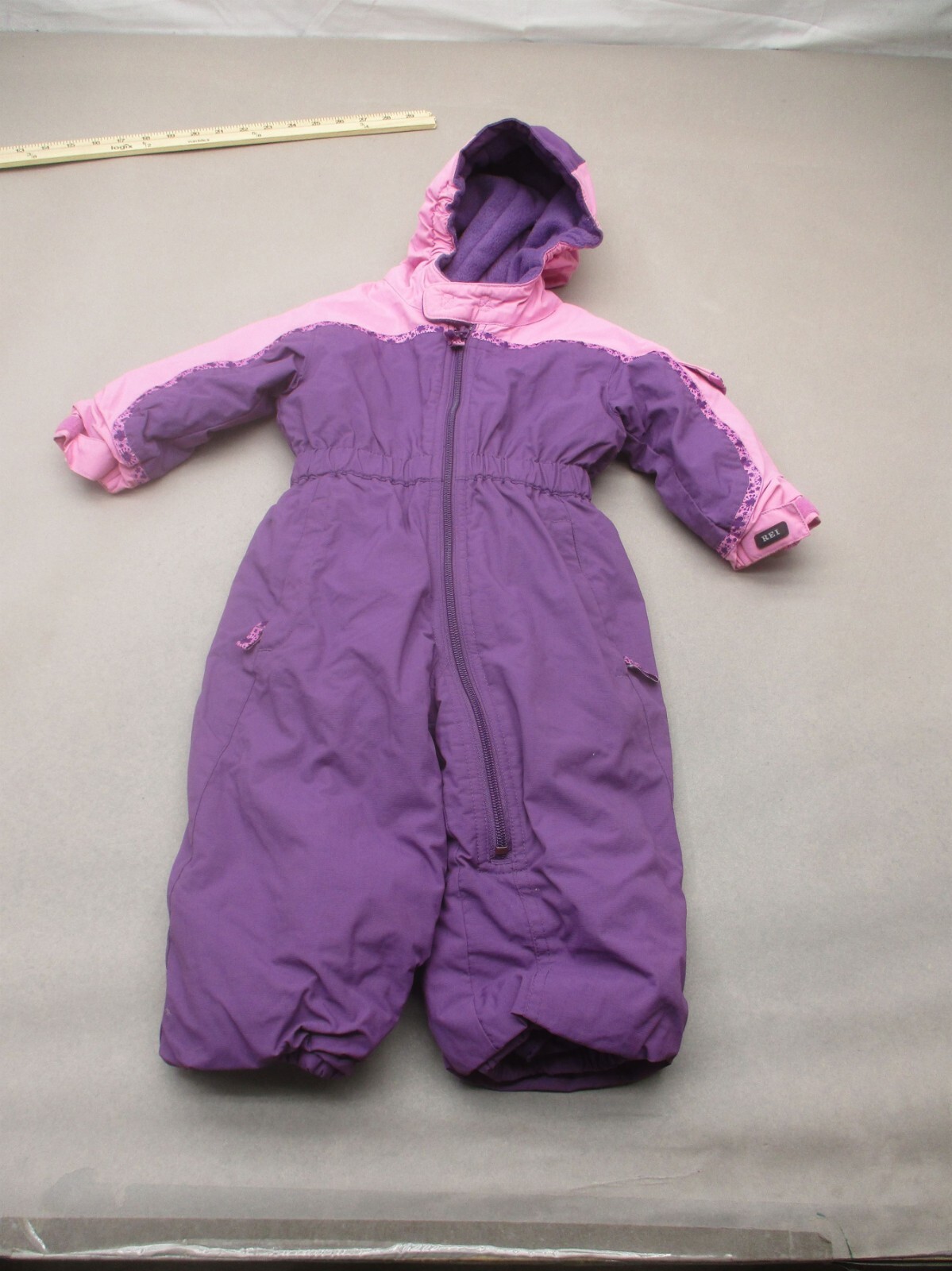 REI Size 18 Month Baby Purple 100% Nylon Zip Hooded Warm Insulated