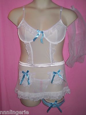 Naughty and Nice Lingerie Famous Maker Plus Size 4Pc Honeymoon Hottie Bridal Set
