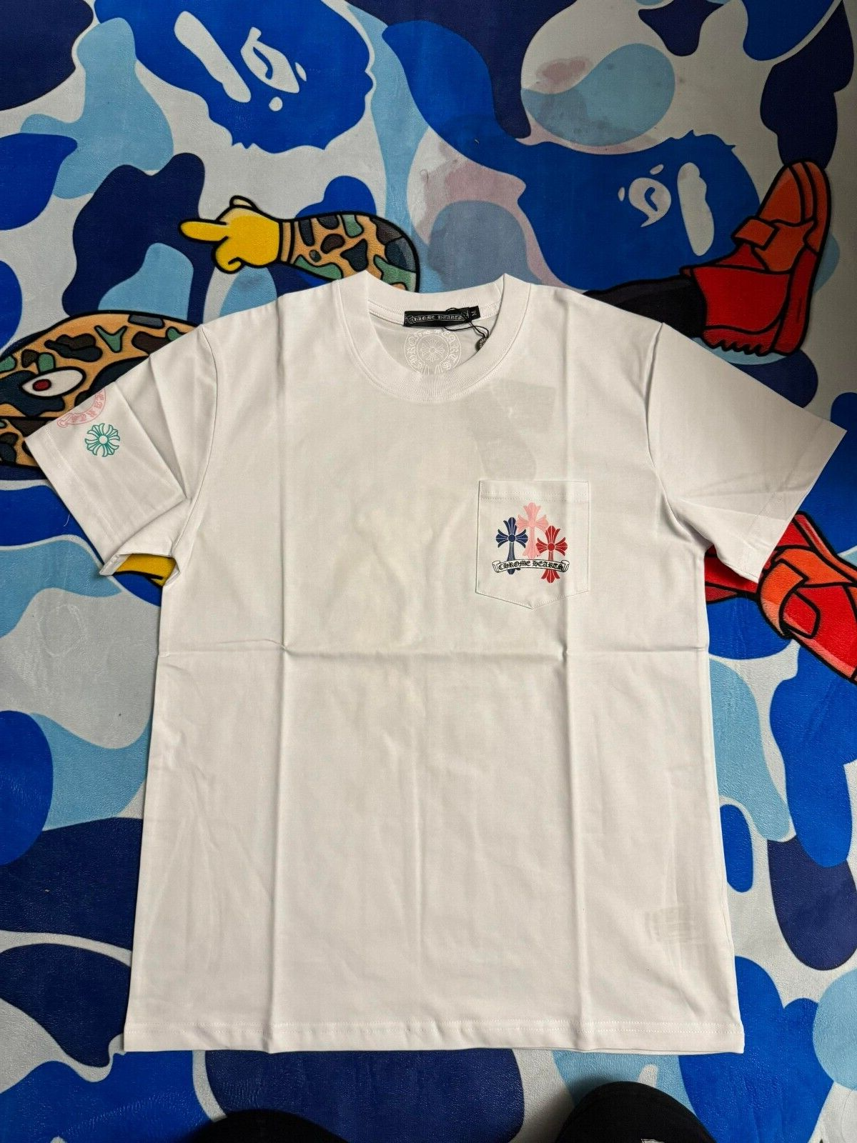 CHROME HEARTS CHROME HEARTS LOGO POCKET T-SHIRT ( WHITE ) / SIZE M/ L/ XXL