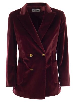 Pre-owned Saulina Milano Antonia - Single-breasted Velvet Jacket In Red