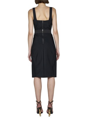 Pre-owned Dolce & Gabbana Powernet And Satin Midi Skirt In Black