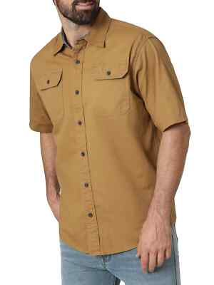 Wrangler Men's Comfort Stretch Short Sleeve Woven Shirt Dull Gold Size 2XL
