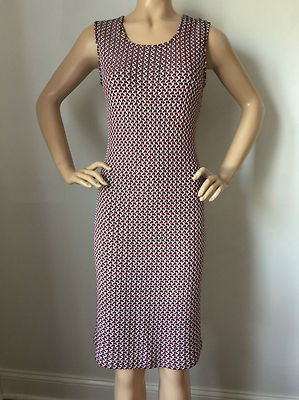 Pre-owned St John Knit Suit Size 8 Dress Jacket Suit Tweed Wool Rayon In Navy Red White