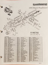 Shimano "8x10 Copy" Schematic for, Symetre, 1000, 2000, 4000, RD