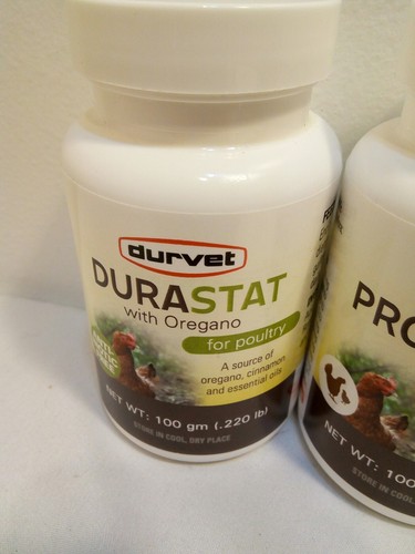 Lot Durvet Durastat with Oregano for Poultry 100 gm & Probiotics