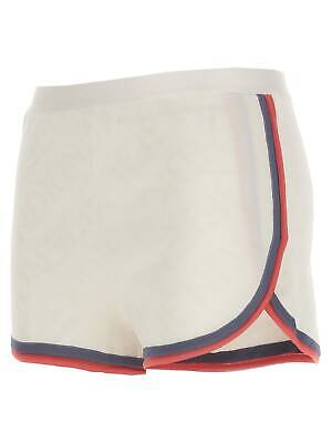 Pre-owned Fendi Mirror Effect Logo Shorts In White