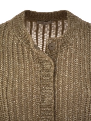 Pre-owned Peserico Tricot Cardigan With Micro-sequins In Brown
