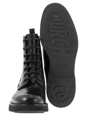 Pre-owned Church's Nanalah L - Semi-gloss Calfskin Ankle Boot In Black