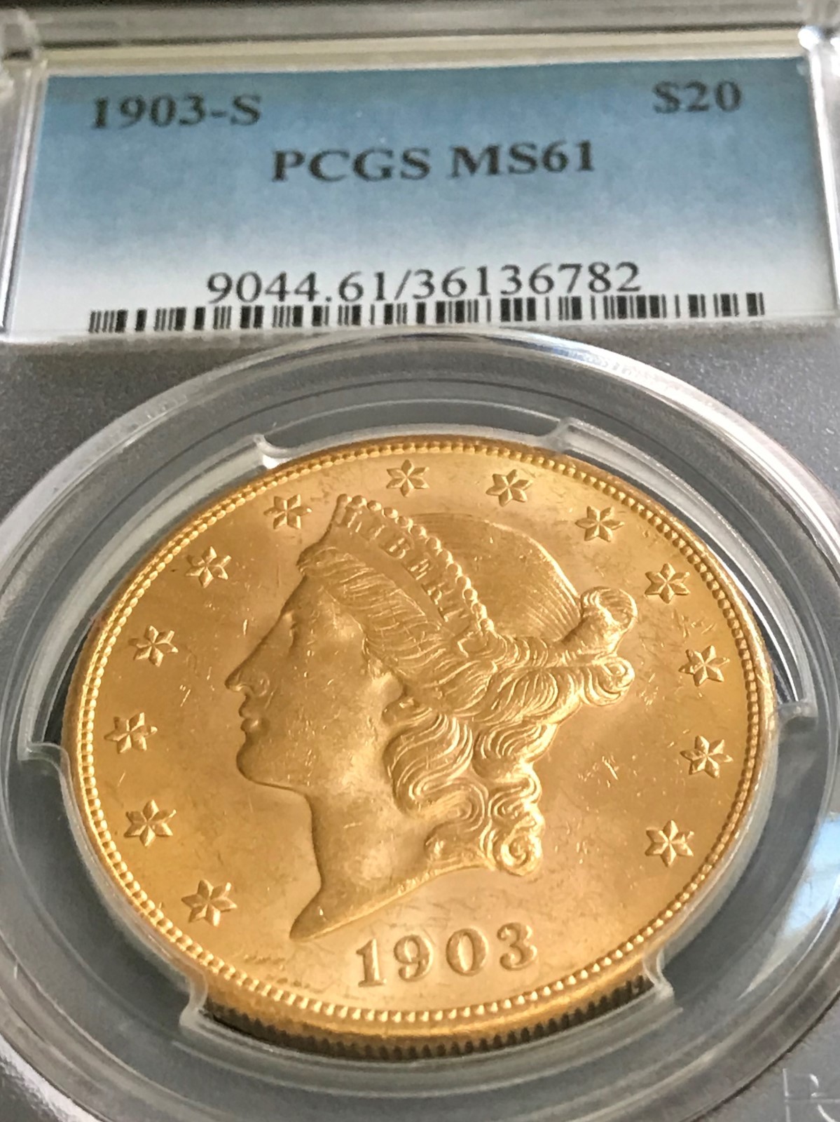 1903-S $20 Gold Liberty PCGS MS61 Nice for Grade CHN
