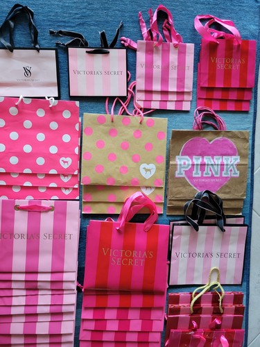 83 Victoria's Secret Gift Bags & Boxes PINK Stripes Polka Dot NEW