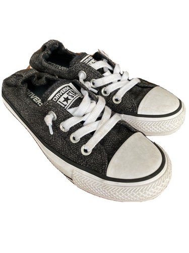 Converse All Star Black Women Low Top Scrunch Back Size 5 Elastic Heel Girls eBay