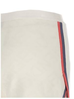 Pre-owned Fendi Mirror Effect Logo Shorts In White