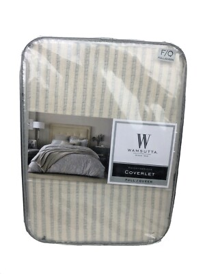 Wamsutta Knightsbridge Vintage Coverlet Striped Matelasse Slate Full/Queen $130