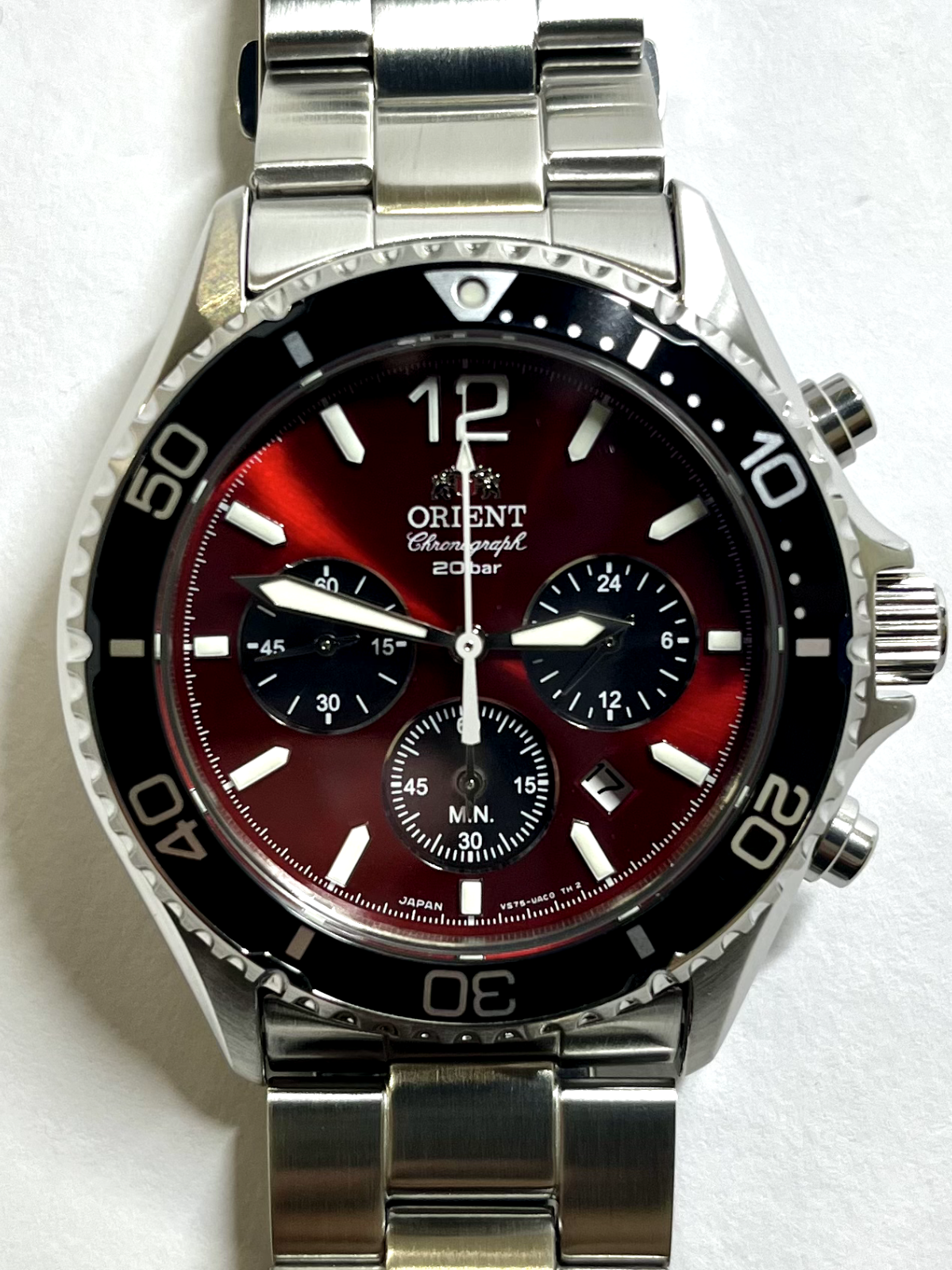 ららリー　OM TOPレッド ORIENT Mako Sports RN-TX0207R Chronograph Solar Watch Red Dial