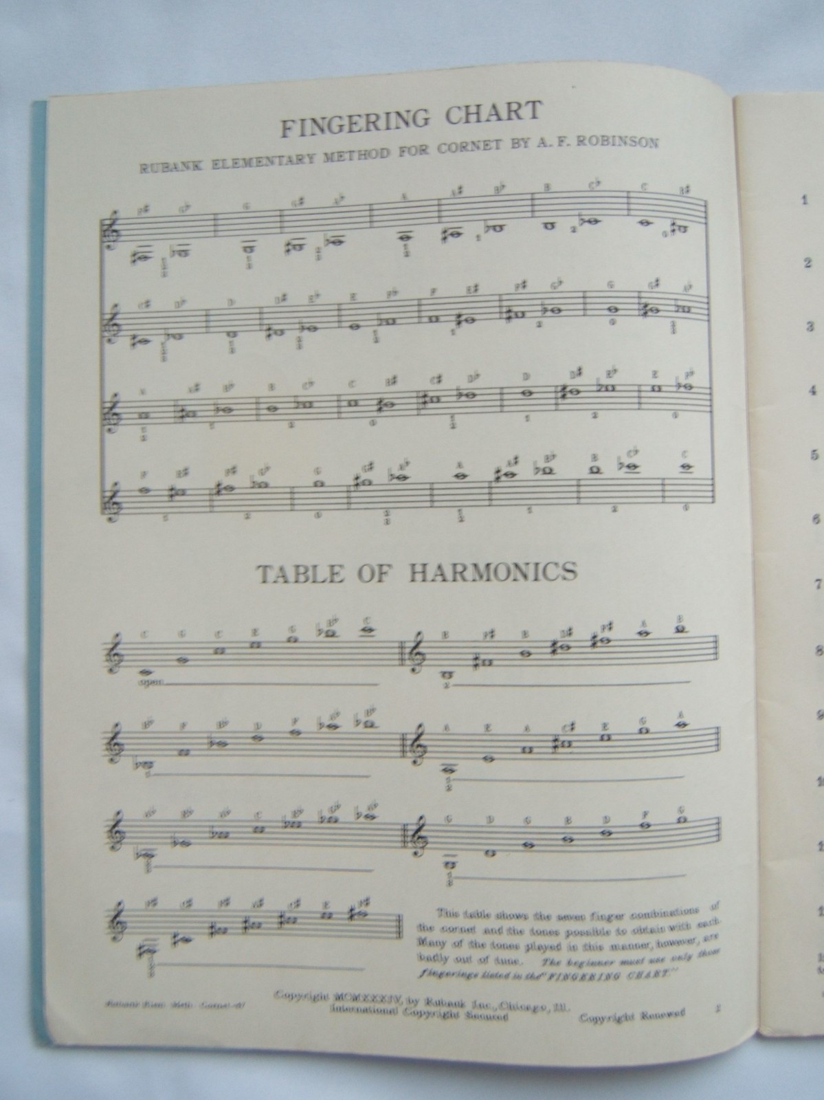 Vintage Rubank Elementary Method for Cornet or Trumpet ~ Copyright 1934