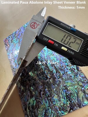 1pc 1mm Thick 140x240mm Laminated Paua Abalone Sheet Veneer Blank Inlay