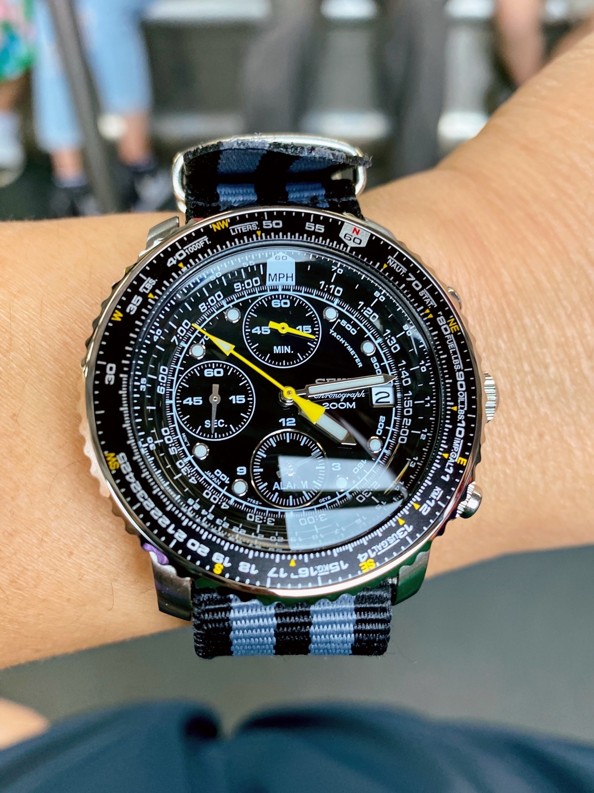 SEIKO SNA411P1 Men's Pilot Watch Alarm Chronograph 100m SEIKO SNA411P1 Men's Pilot Watch Alarm Chronograph 100m