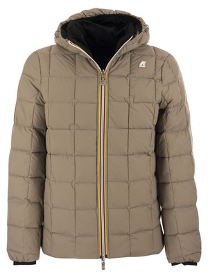 Pre-owned Kway K-way Jack - Reversible Hooded Down Jacket In Black/beige
