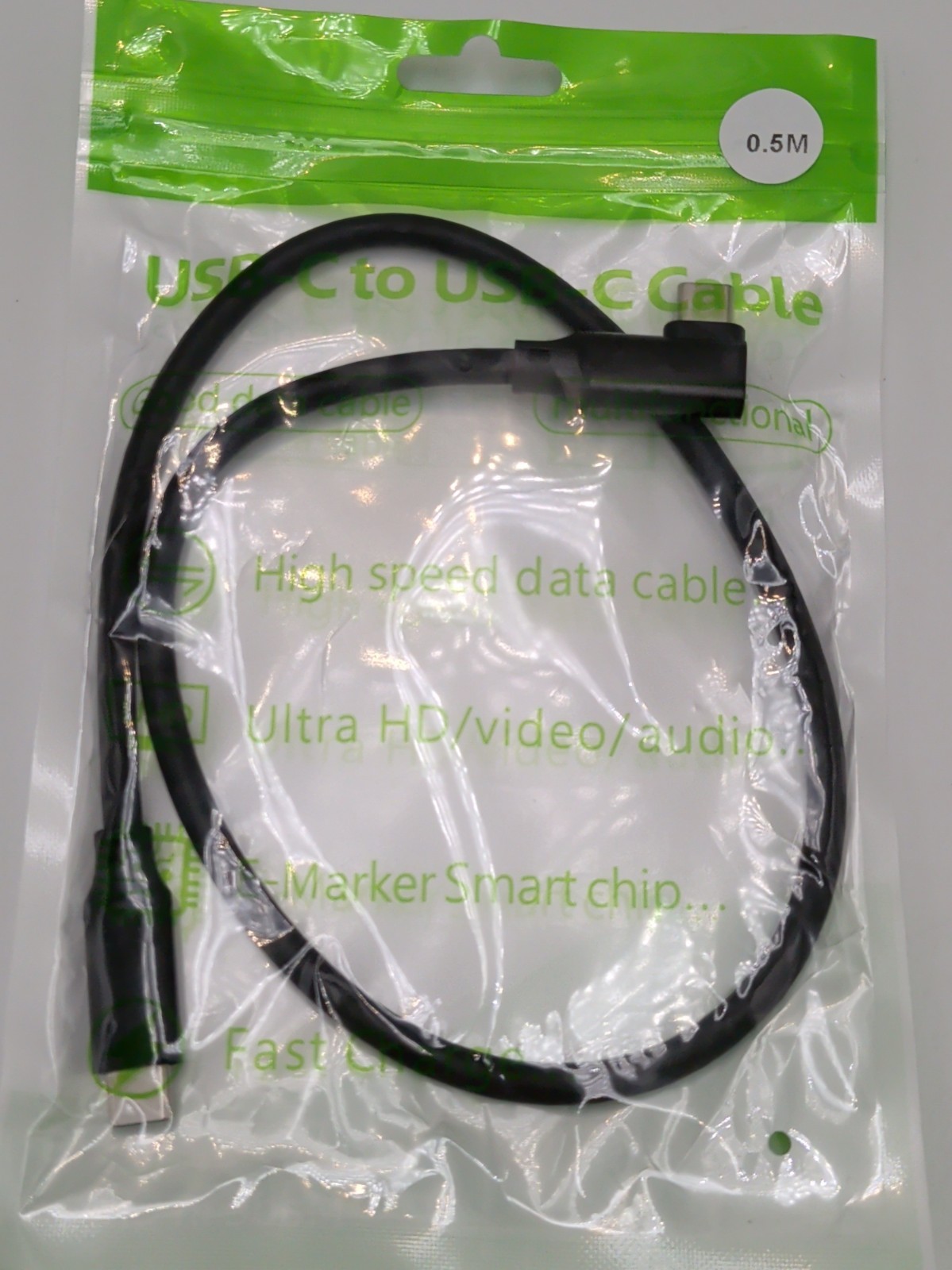 New 90 Degree Fast Charge USB-C to USB-C .5m Cable