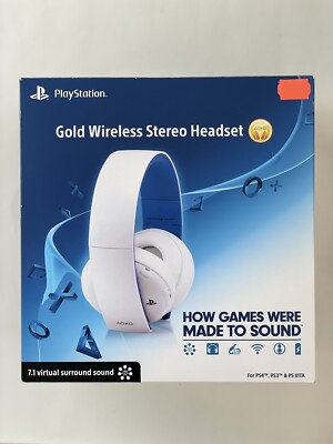 Gold Wireless Stereo Headset Playstation Limited Edition White Imported Version
