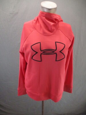 Under Armour COLD GEAR Size M Womens Orange Fleece Lined Athletic Hoodie 170