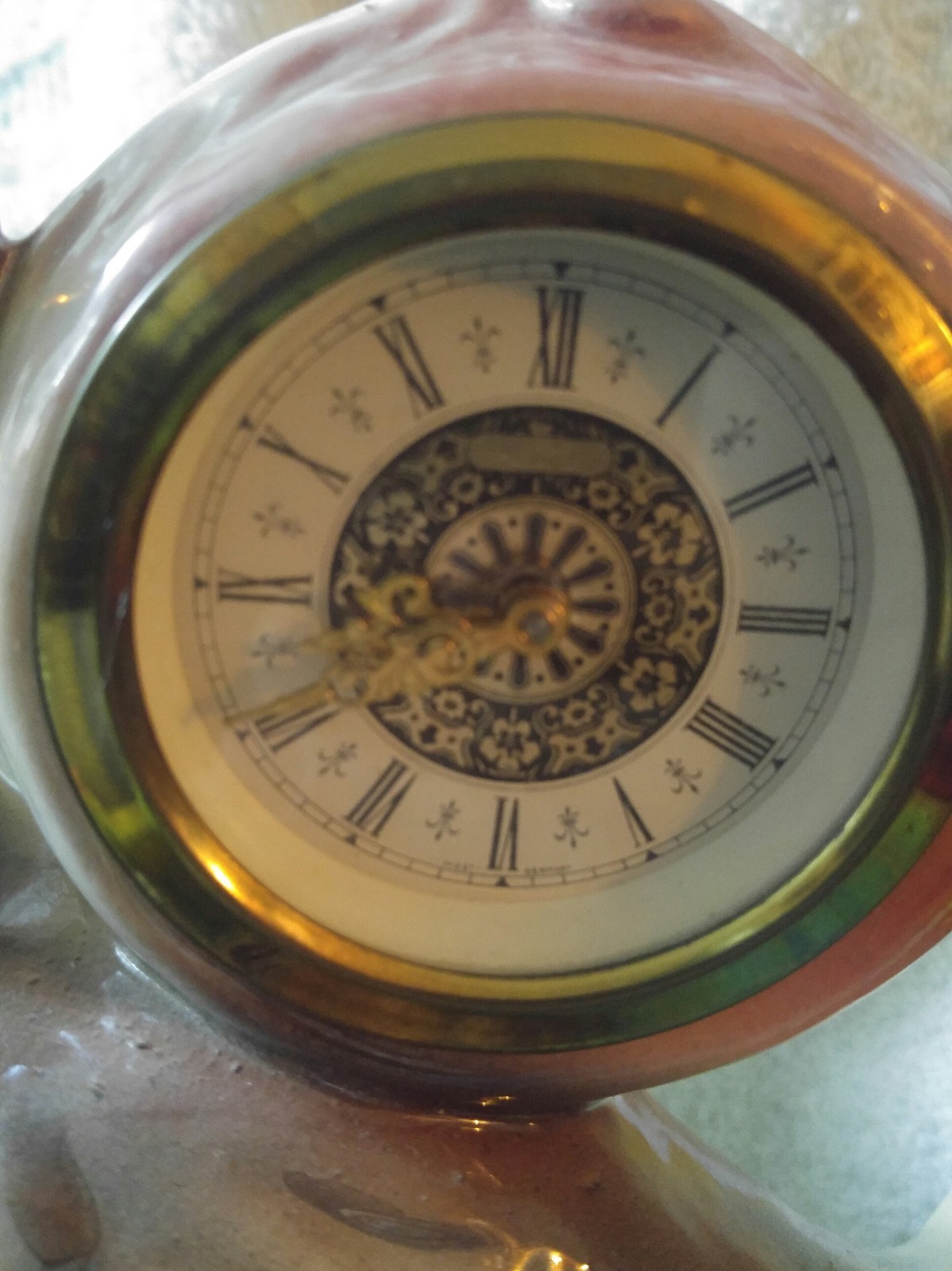 Antique Clock Majolica Art Deco Peacocks see description