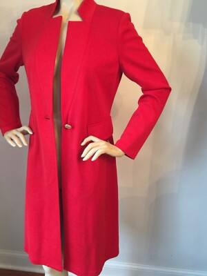 Pre-owned St. John's Bay St John Knit Size 6 Topper Venetian Red Milano Knit Coat