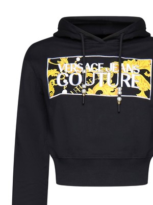 Pre-owned Versace Jeans Couture Cropped Sweatshirt With Logo In Black Gold