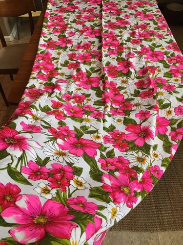 Vintage SO FRO SOFRO Fabric Textile Flowers Cosmos Pink Bright!  2.5+ Yards
