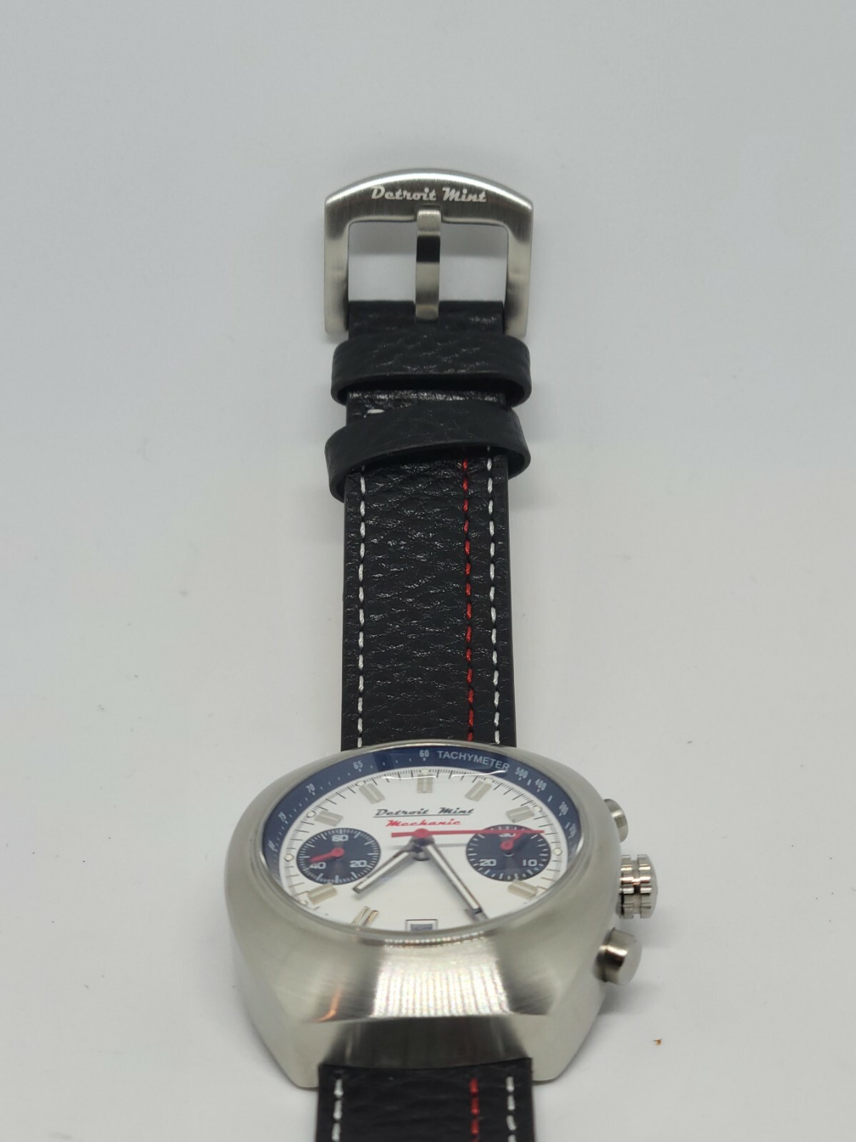 Pre-owned Detroit Mint Mechanic Automatic Chronograph White Panda 7734 Style