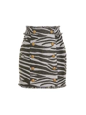 Pre-owned Balmain 'lurex Zebra' Skirt In White