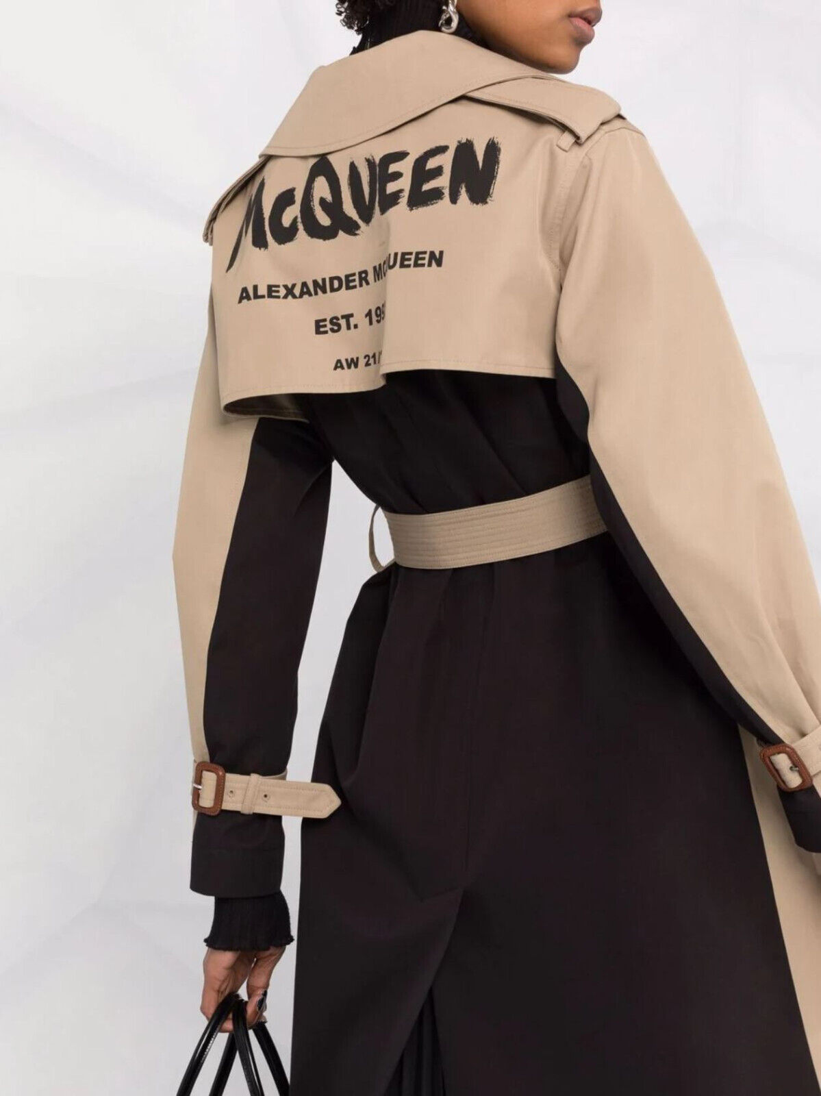 Alexander McQueen Women's Hybrid Graffiti Belted Trench Coat Alexander McQueen Women's Hybrid Graffiti Belted Trench Coat