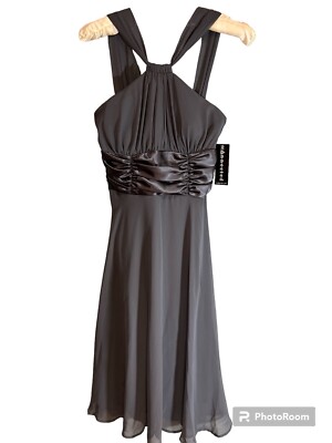 Connected Apparel dress women SZ 6 Gray Chiffon Prom Wedding Formal Empire Waist