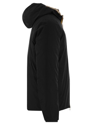 Pre-owned Kway K-way Jack - Reversible Hooded Down Jacket In Black/beige