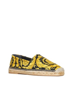 Pre-owned Versace Espadrilles With Baroque Print In Black