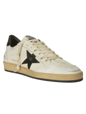 Pre-owned Golden Goose Ball Star Nappa Upper Leather Star And Heel Crack In White/black