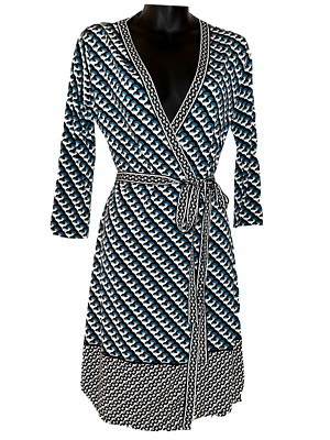 MAX STUDIO Women's Size XS Wrap Dress Abstract Print 3/4 Sleeve Workwear