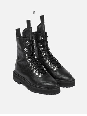 Pre-owned Made In Italy Cb  Tumbled Leather Boots Sirio In Black