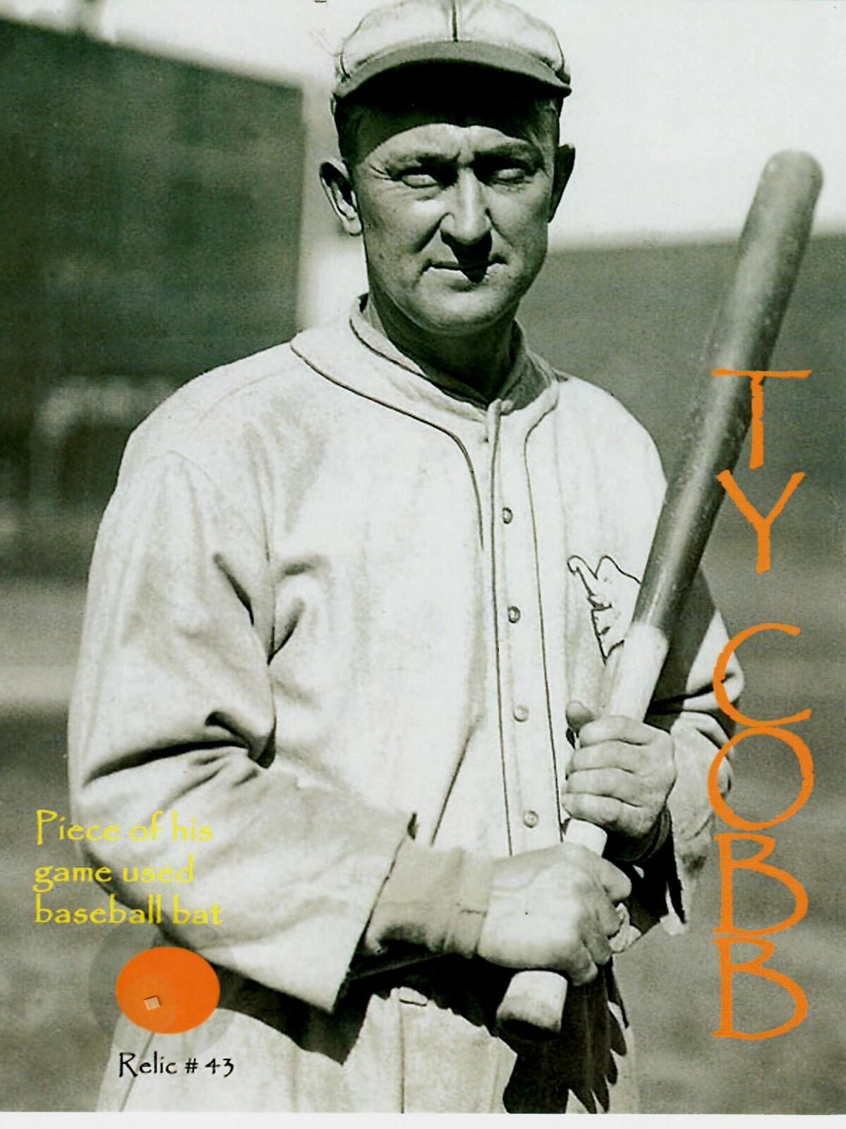 RARE!! “Ty Cobb” Remnant of His Game Used Baseball Bat COA