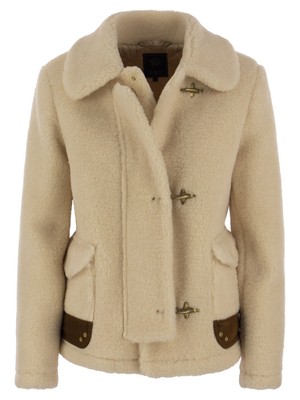 Pre-owned Fay 3 Hooks Shearling Jacket In White