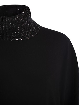 Pre-owned Fabiana Filippi Turtleneck Sweater In Wool, Silk And Cashmere In Black
