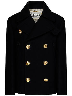 Pre-owned Dsquared2 Large Button Peacoat In Black