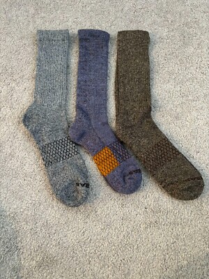 3 Pairs Bombas calf Socks Size XL gray combo