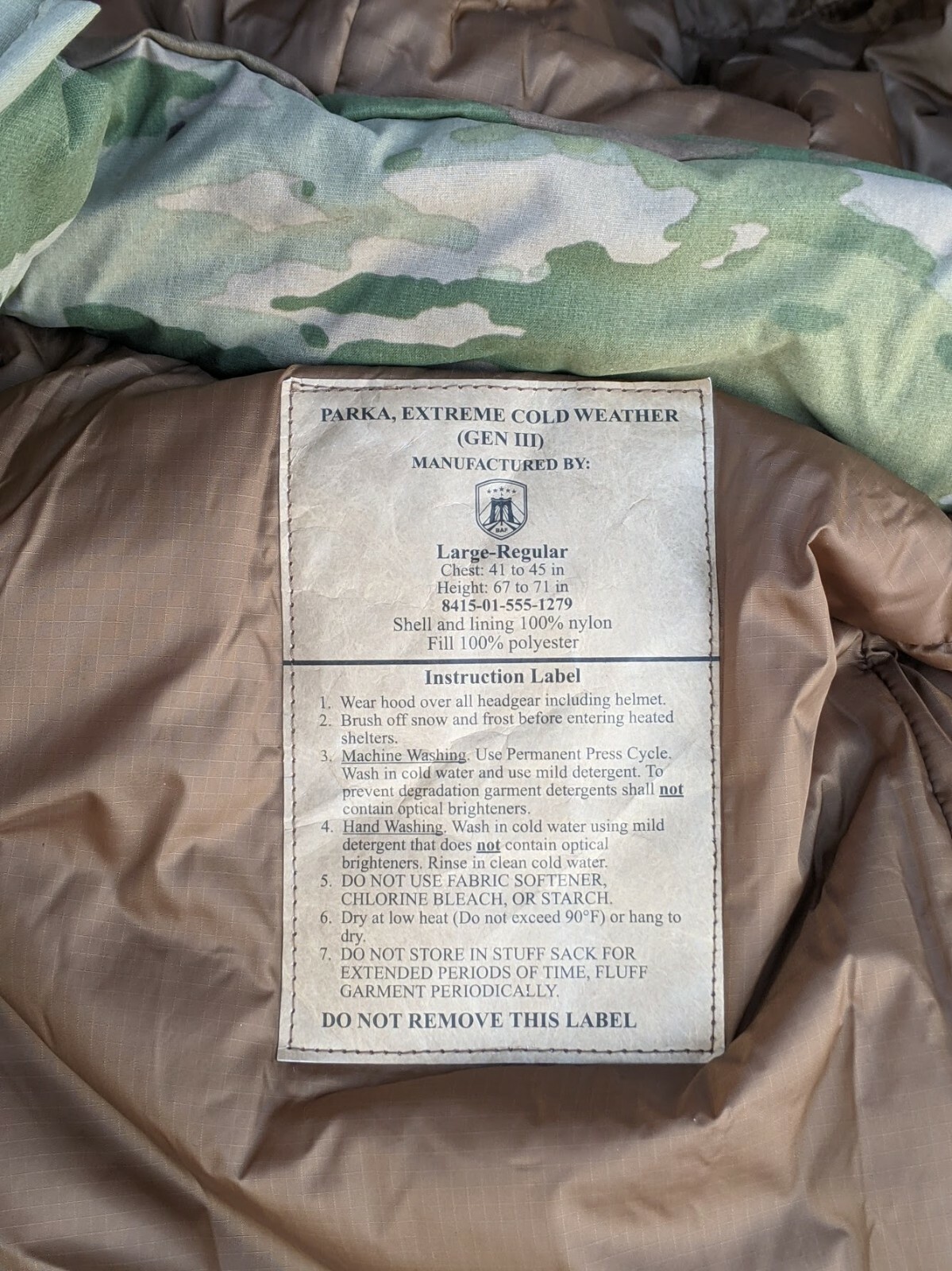 Pre-owned Brooklyn Armed Force Ocp Gen 3 Ecwcs Level 7 Army Extreme Cold Weather Jacket Parka Coat Reproduction In Ocp Camouflage